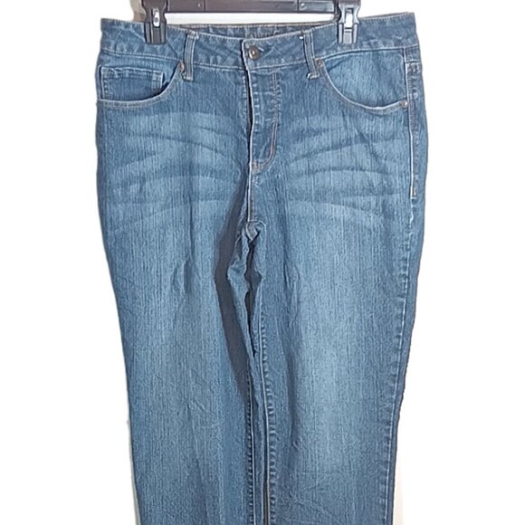 Faded Glory Straight Jeans Womens 16 Mid Rise Medium Wash Stretch Denim - Picture 3 of 4